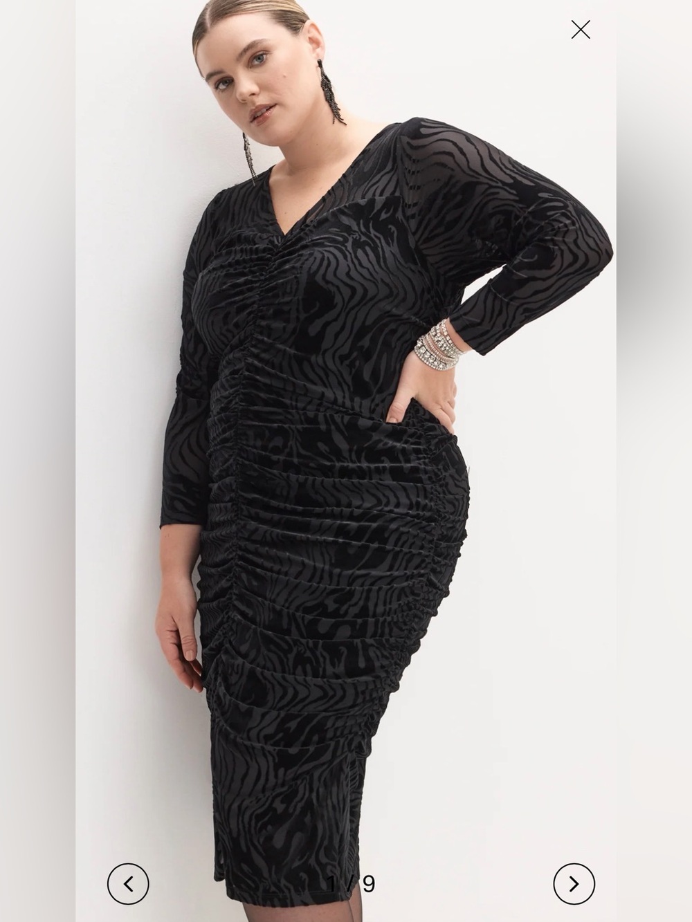 Velvet Burnout Zebra Print V-Neck Dress Dark Romantic Whimsigoth Plus size X